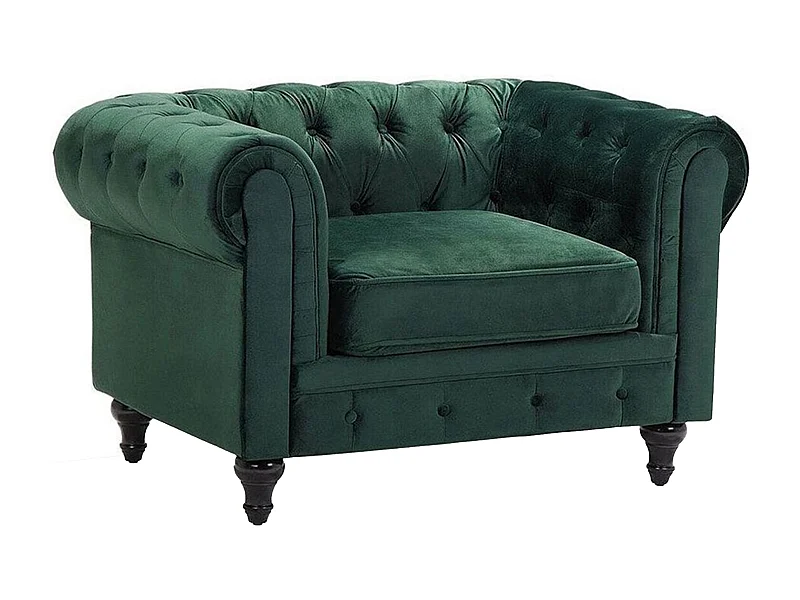 Fauteuil CHESTERFIELD Velours Vert émeraude