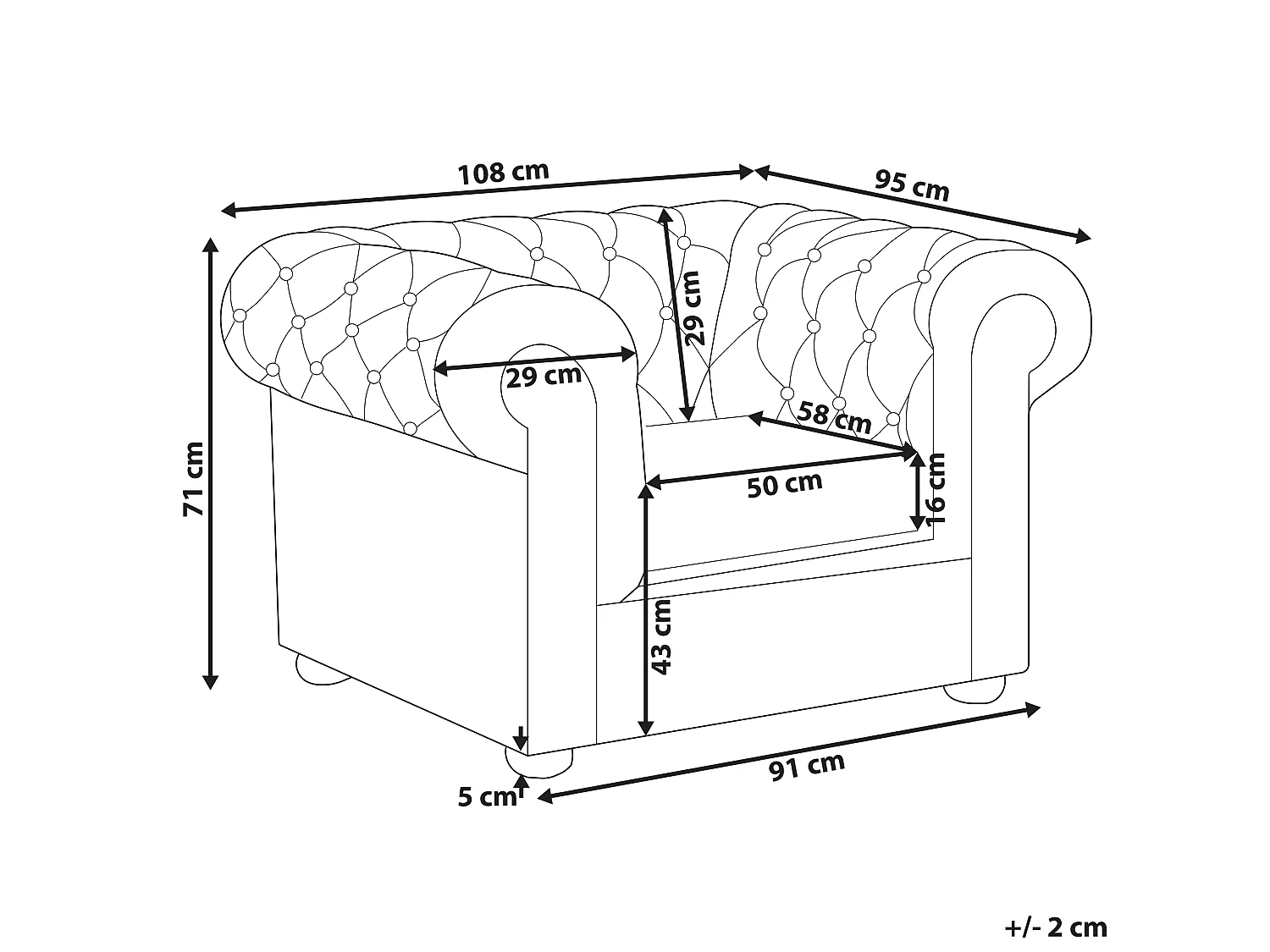Fauteuil CHESTERFIELD Tissu Violet