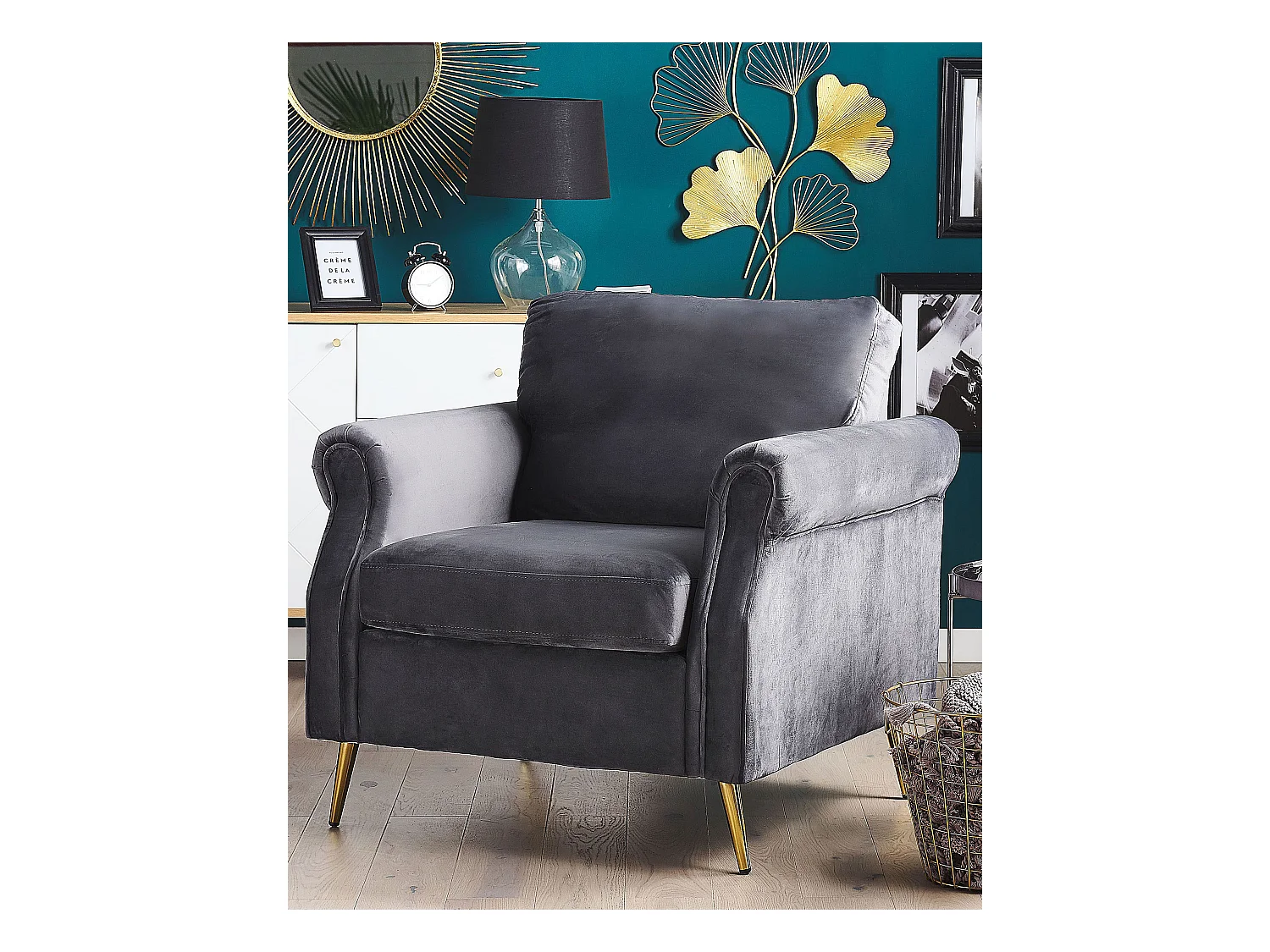 Fotel VIETAS Welur Ciemnoszary