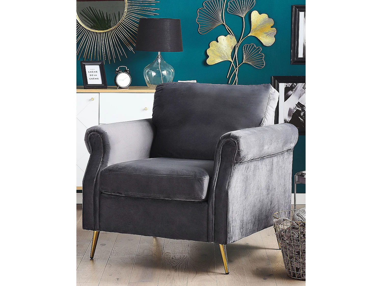 Fotel VIETAS Welur Ciemnoszary
