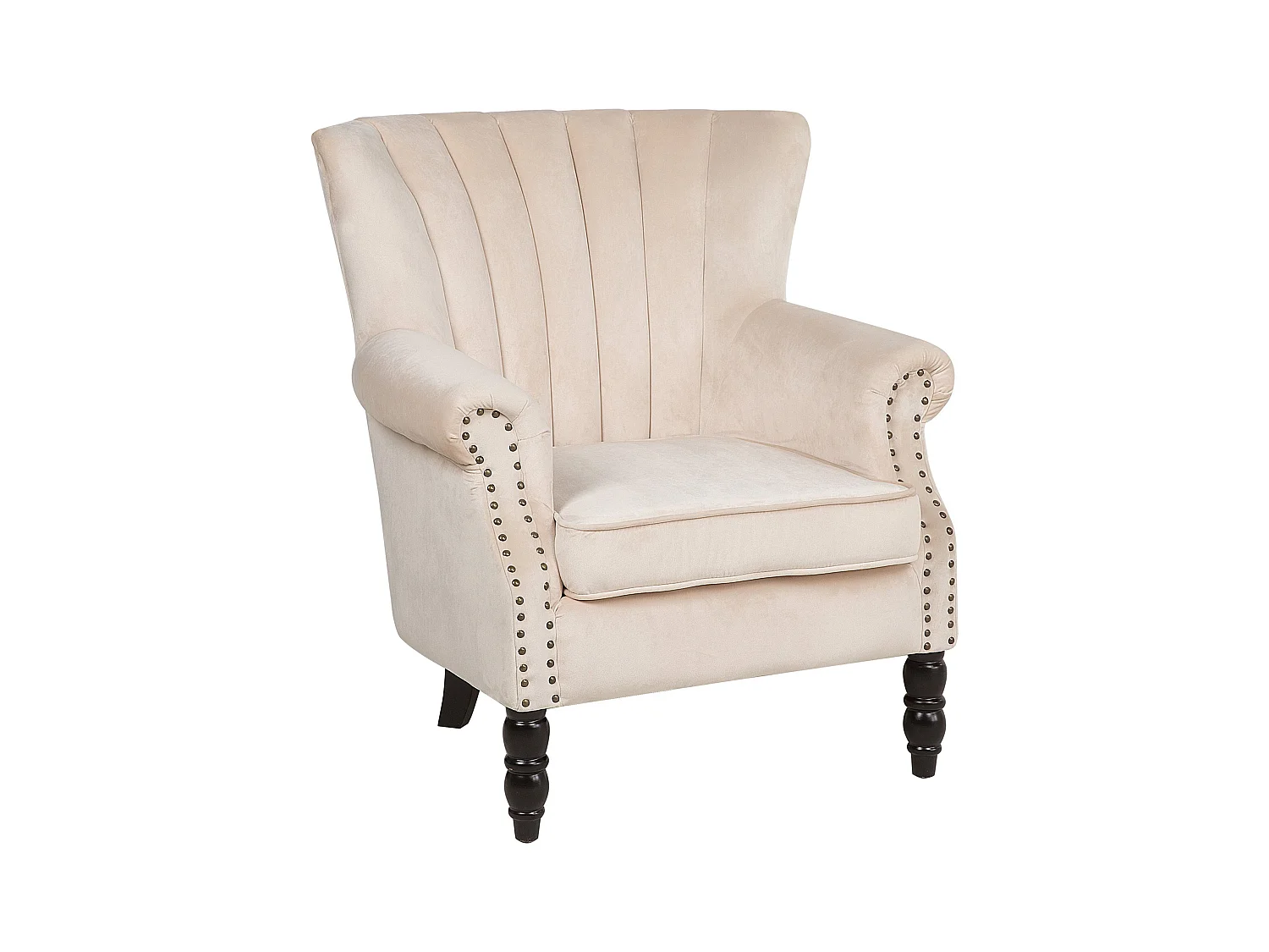 Fauteuil à oreilles SVEDALA Velours Beige clair