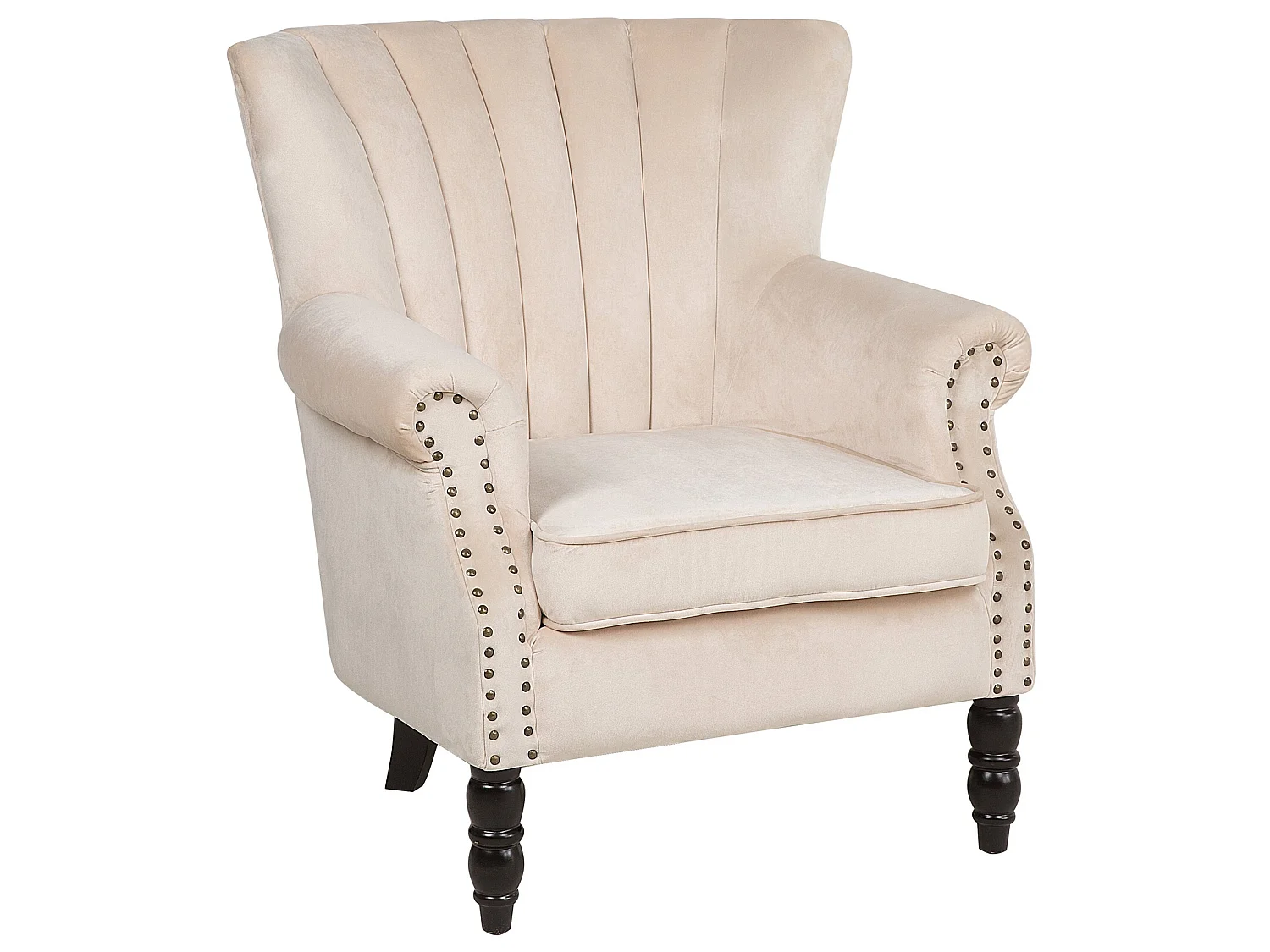 Fauteuil à oreilles SVEDALA Velours Beige clair