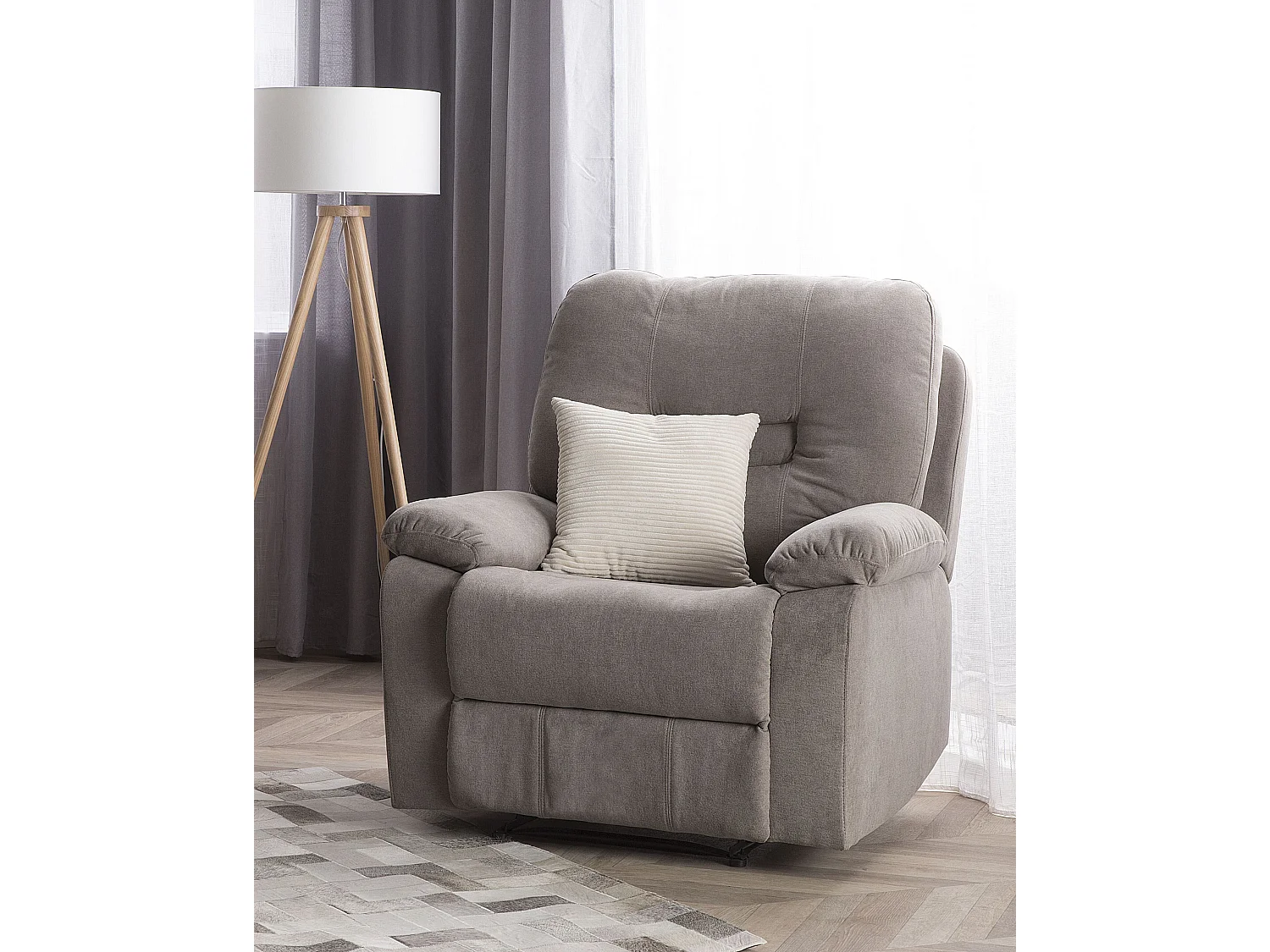 Fauteuil inclinable BERGEN Repose-pieds inclus Tissu Taupe
