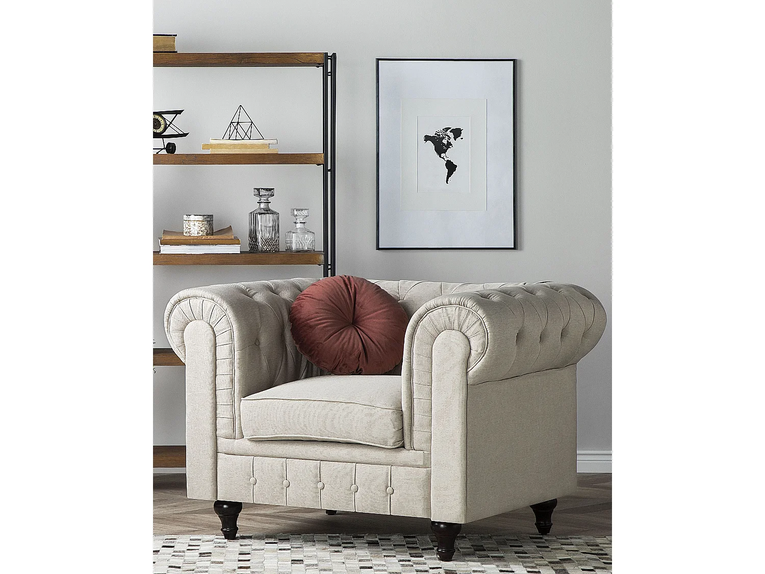 Fauteuil CHESTERFIELD Tissu Beige