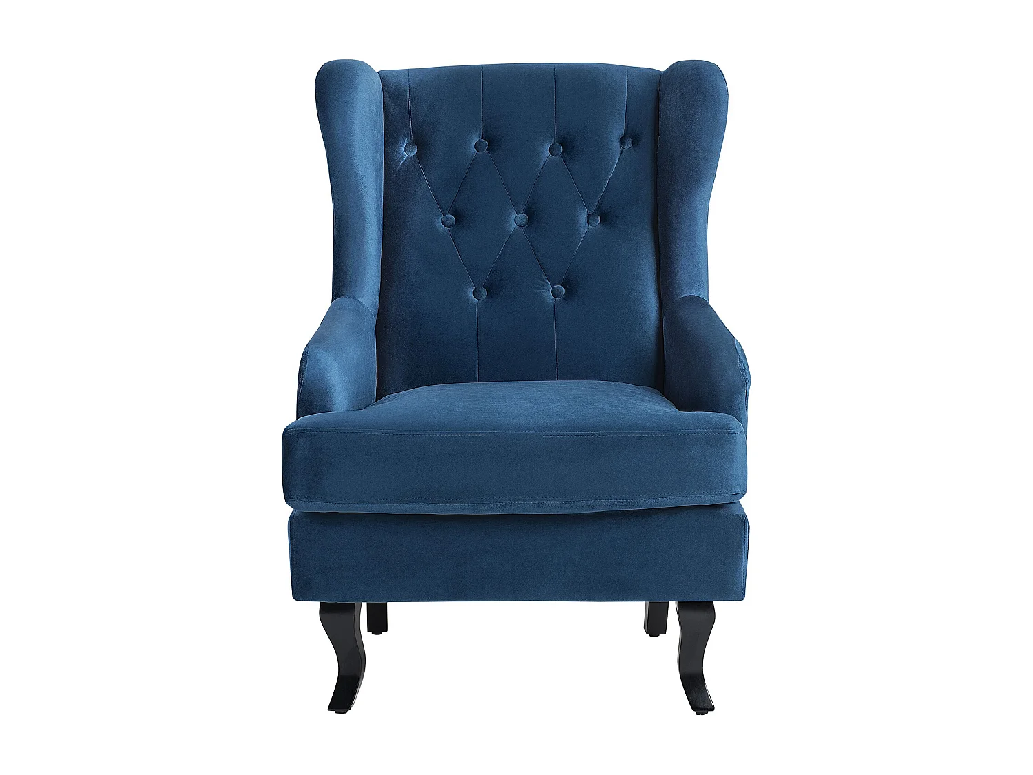 Ohrensessel Samt blau mit Holzbeinen Armlehnen Chesterfield-Stil Alta