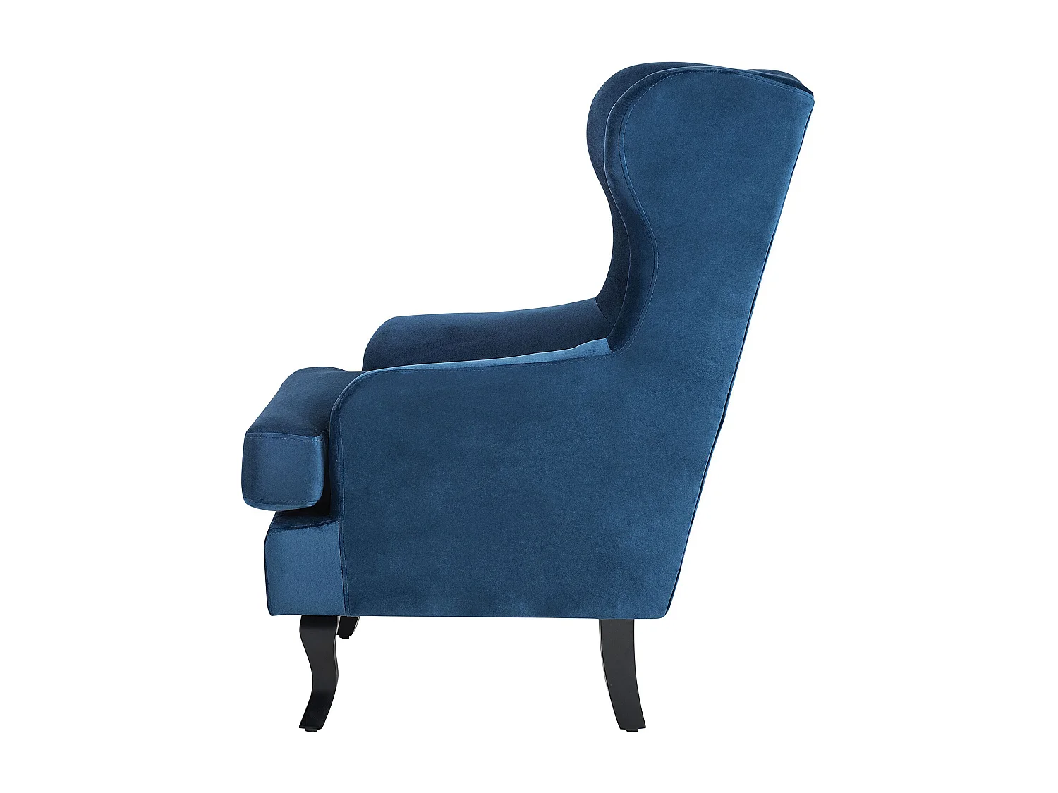 Ohrensessel Samt blau mit Holzbeinen Armlehnen Chesterfield-Stil Alta