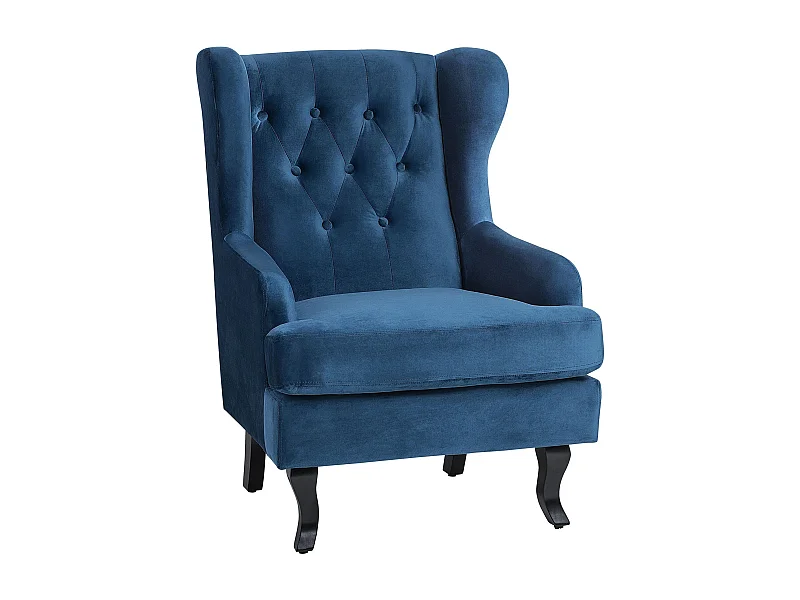 Fauteuil à oreilles ALTA Velours Bleu foncé