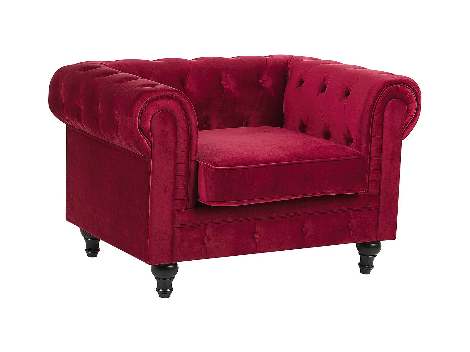 Poltrona CHESTERFIELD Velluto Rosso scuro