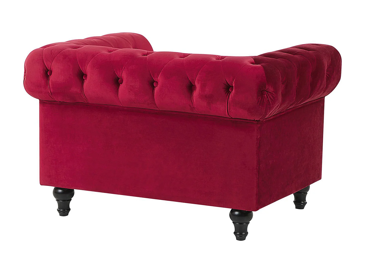 Fauteuil CHESTERFIELD Velours Rouge Bordeaux