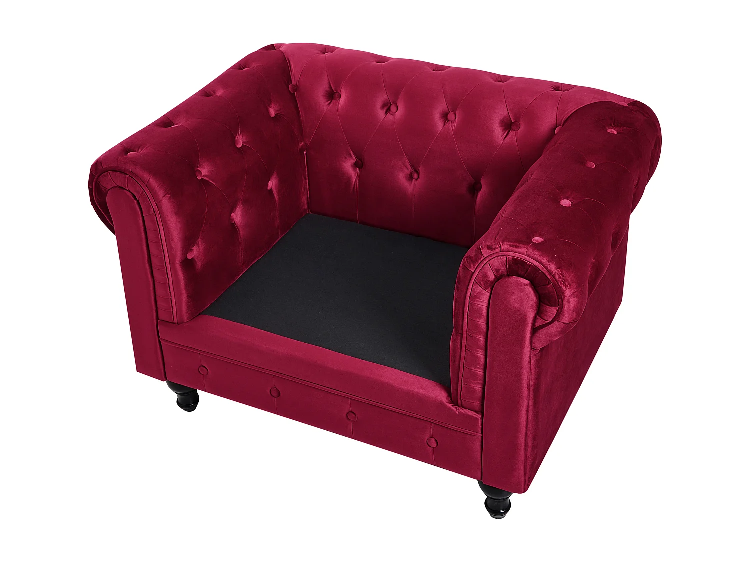 Fauteuil CHESTERFIELD Velours Rouge Bordeaux