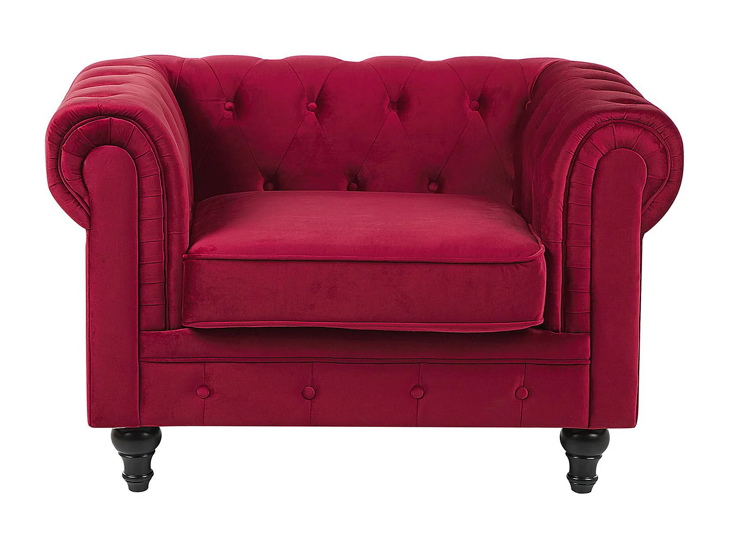 Fauteuil CHESTERFIELD Fluweel Donkerrood