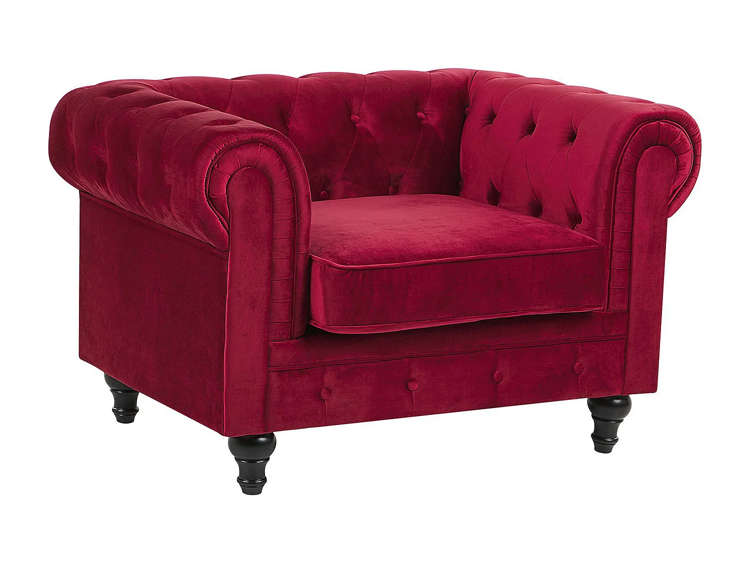 Fotel CHESTERFIELD Welur Bordowy