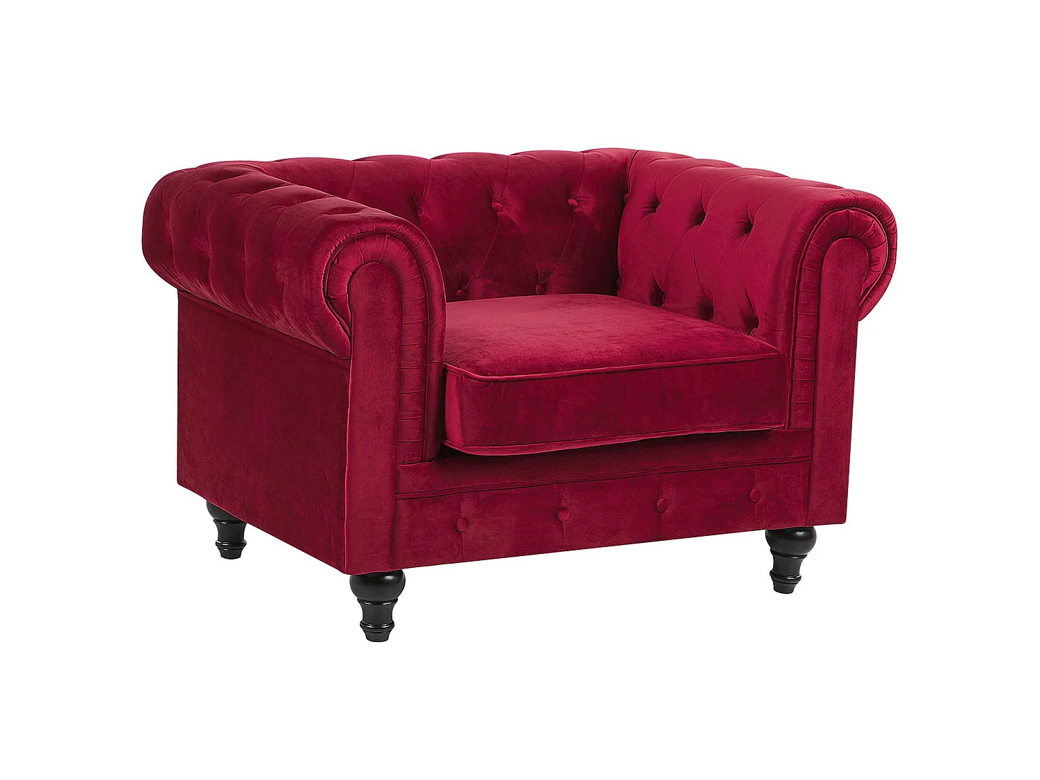 Fauteuil CHESTERFIELD Velours Rouge foncé
