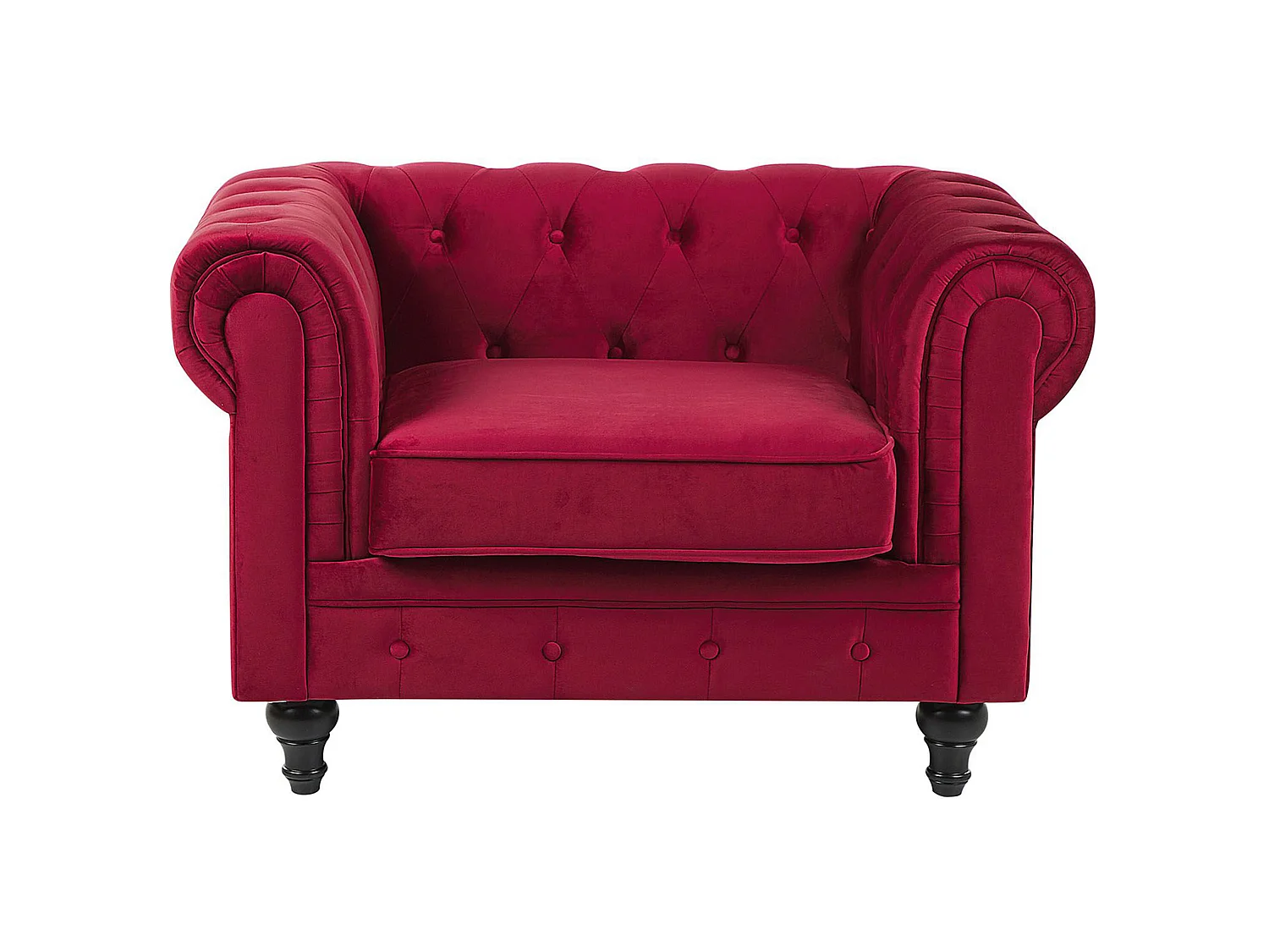 Fauteuil CHESTERFIELD Velours Rouge foncé