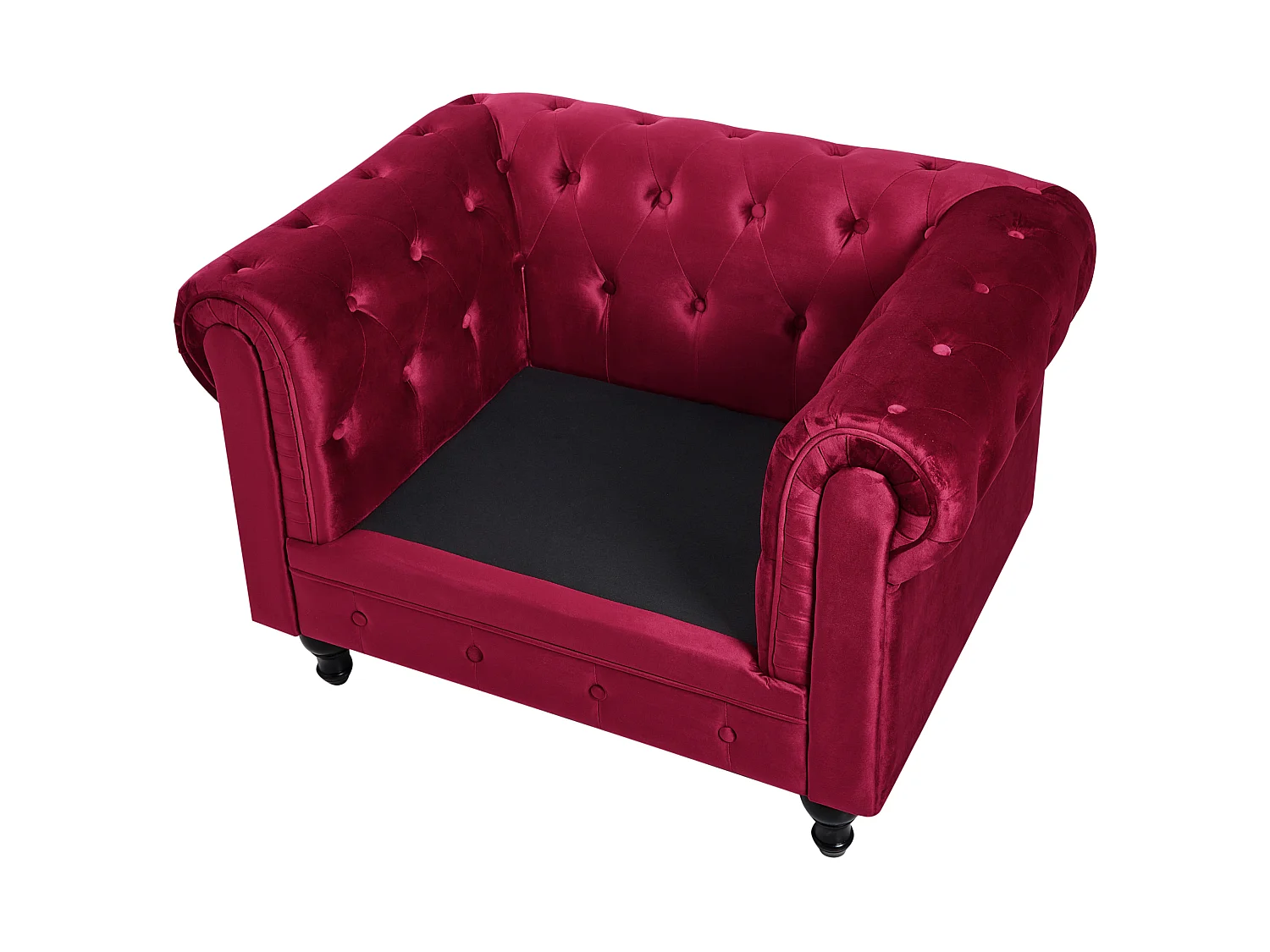 Fauteuil CHESTERFIELD Velours Rouge foncé