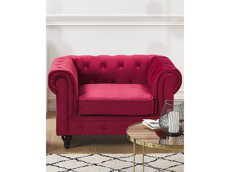 Sillón CHESTERFIELD Terciopelo Rojo oscuro