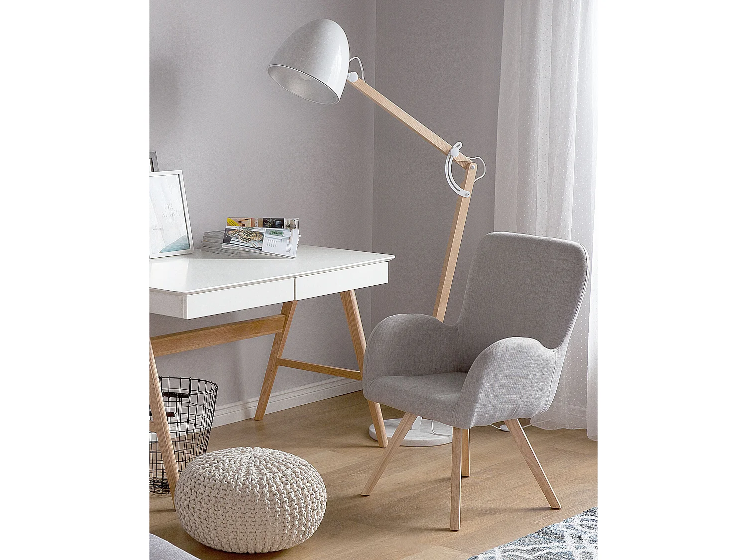 Poltrona BJARN Tecido Cinzento claro