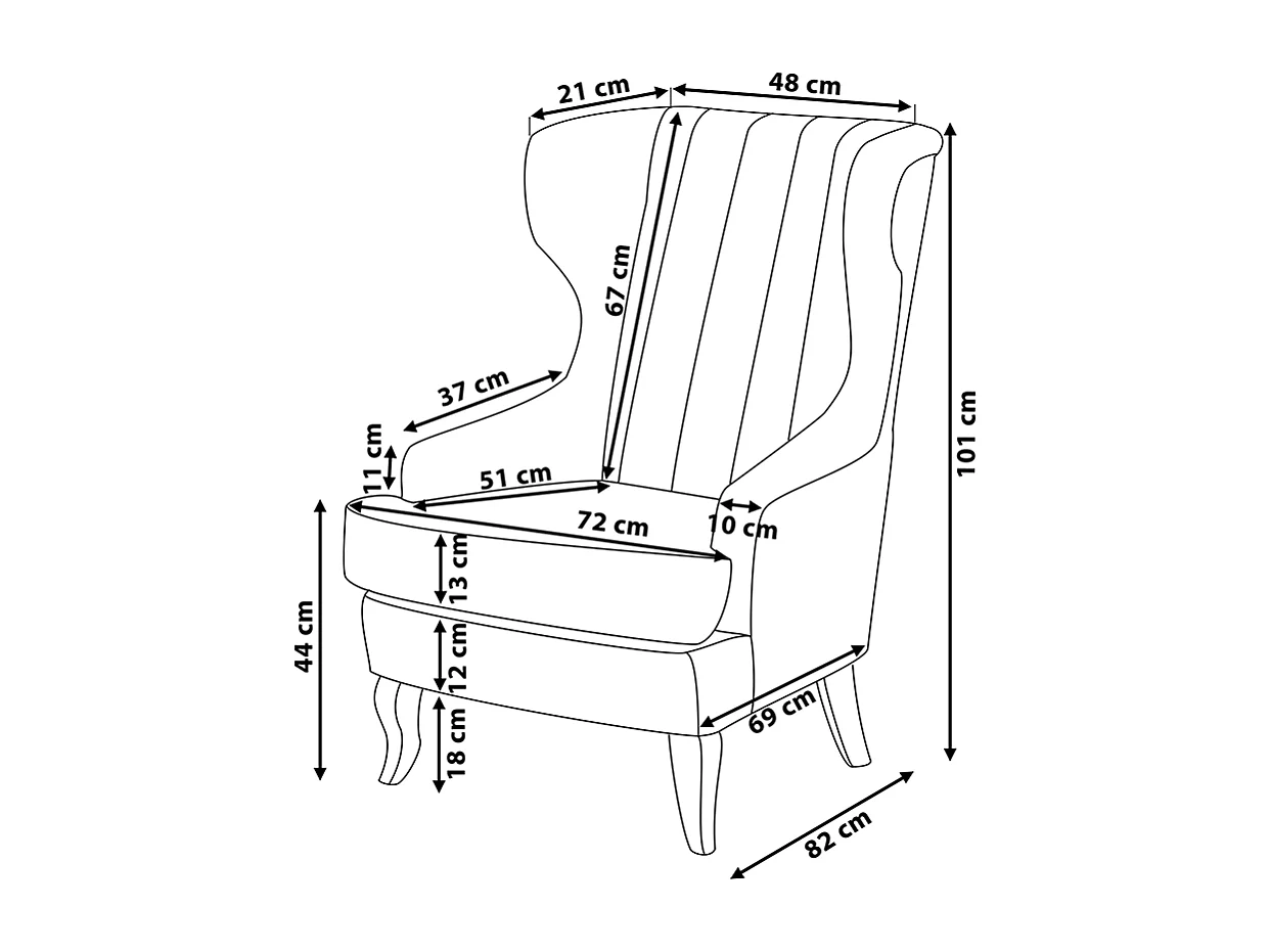 Fauteuil MOLDE Tissu Noir