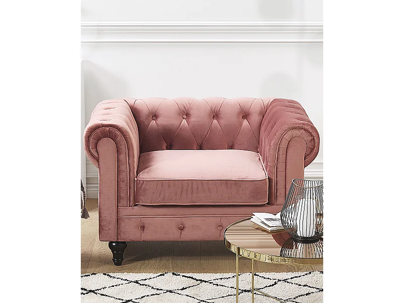 Poltrona CHESTERFIELD Velluto Rosa