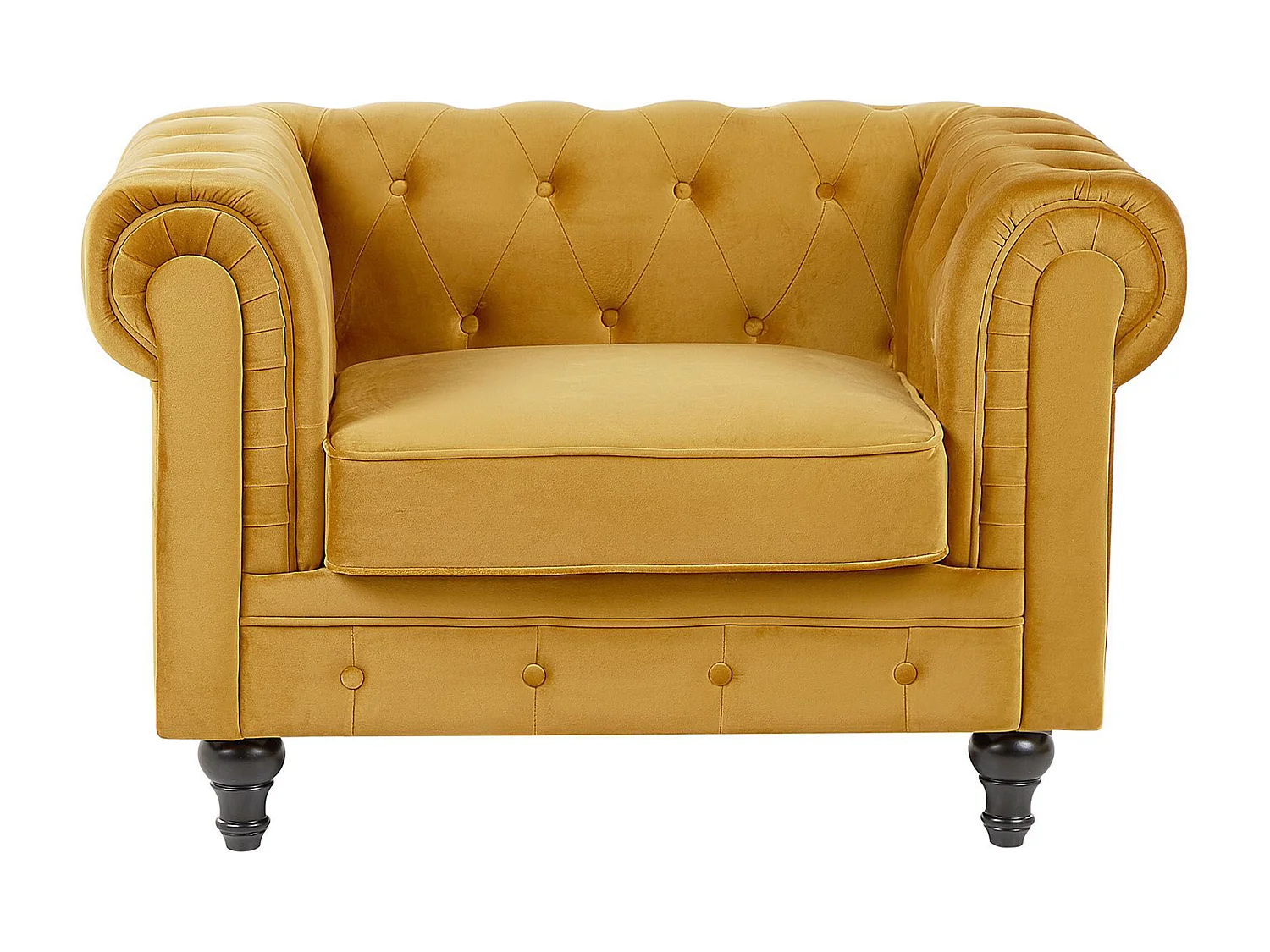 Klassischer Sessel im englischen Stil Samtstoff Senfgelb Chesterfield