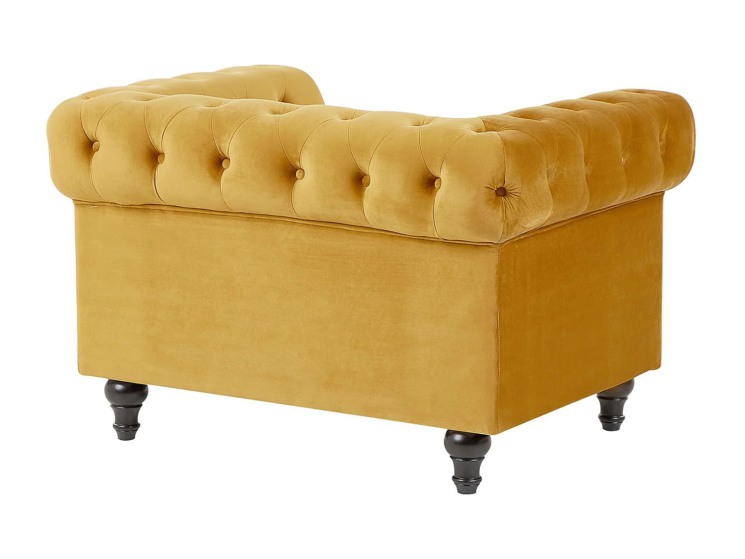 Klassischer Sessel im englischen Stil Samtstoff Senfgelb Chesterfield