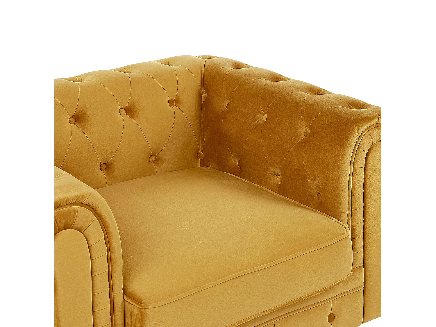 Klassischer Sessel im englischen Stil Samtstoff Senfgelb Chesterfield