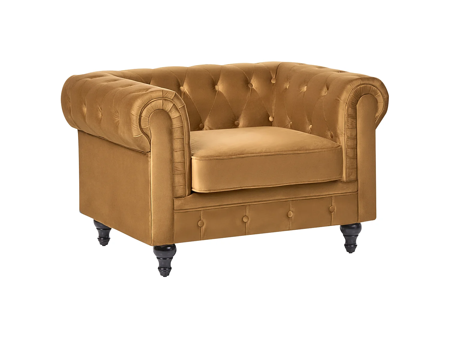 Fauteuil CHESTERFIELD Velours Moutarde