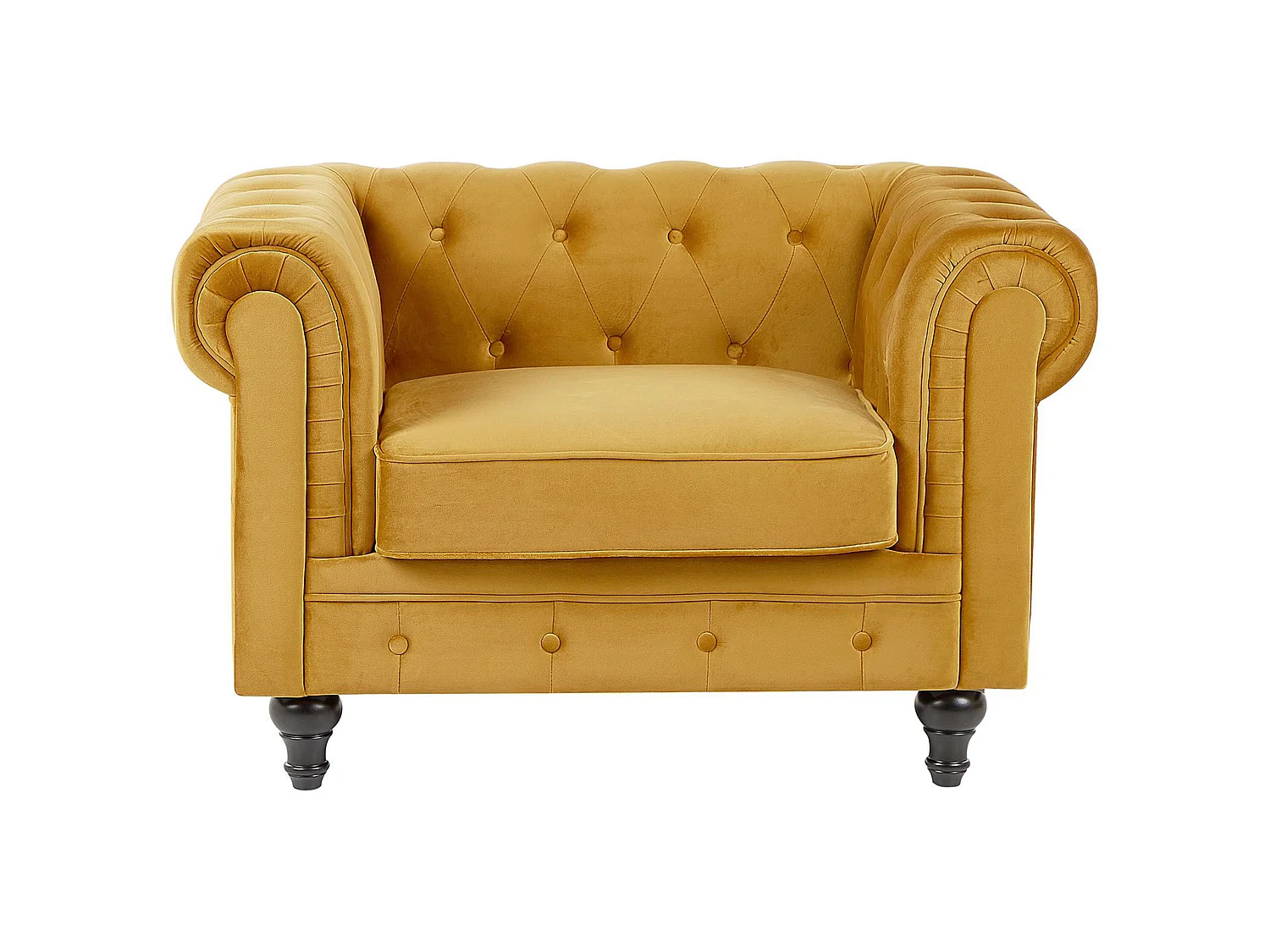 Fauteuil CHESTERFIELD Velours Moutarde