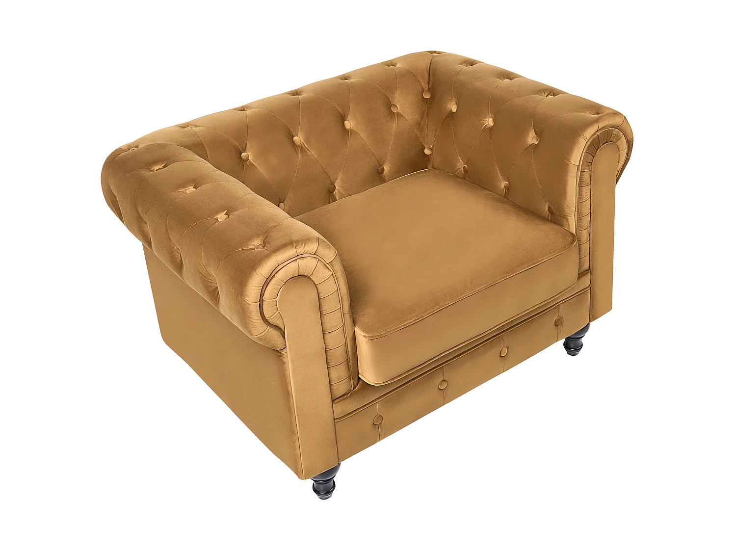 Fauteuil CHESTERFIELD Velours Moutarde