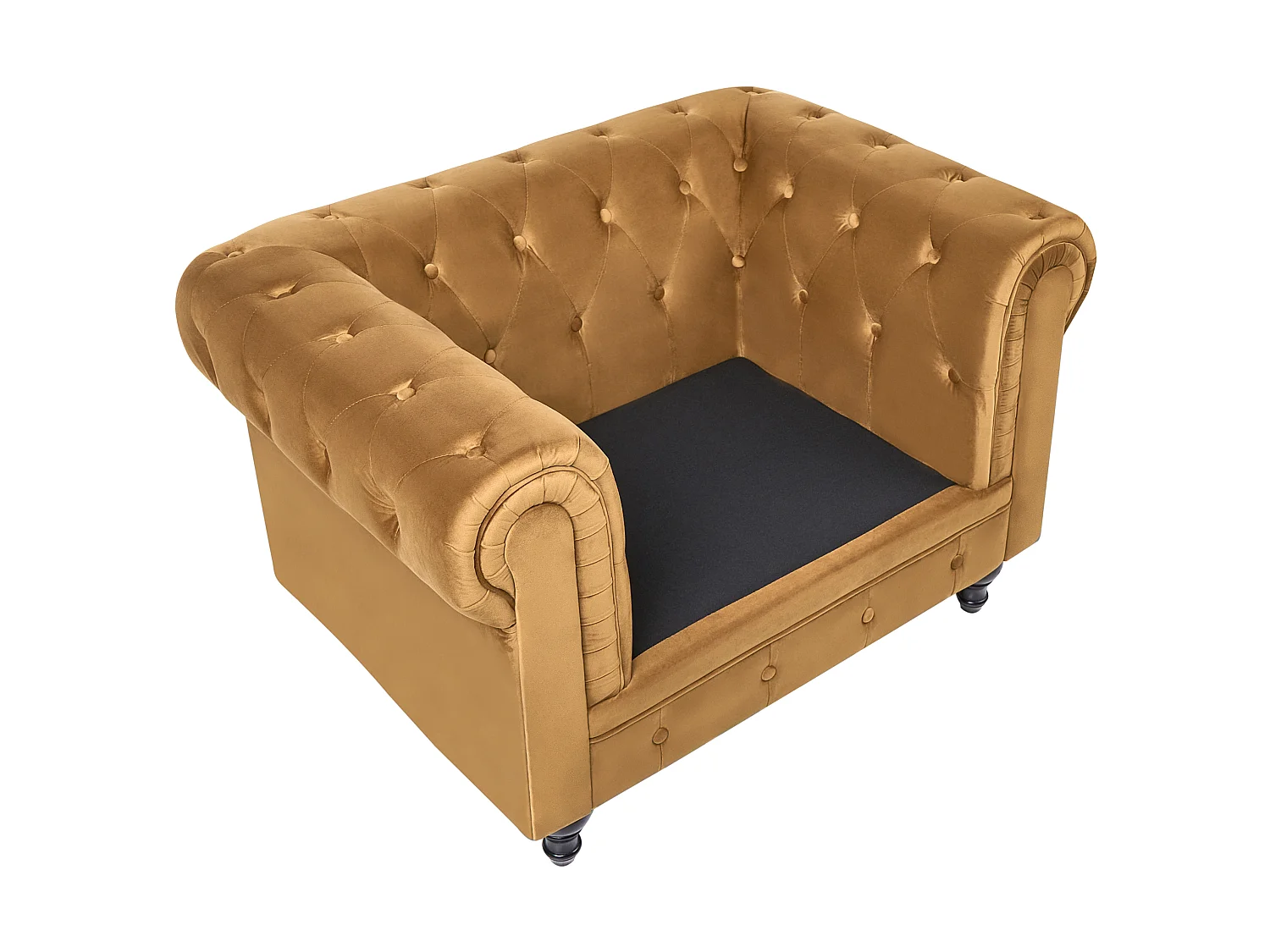 Fauteuil CHESTERFIELD Velours Moutarde