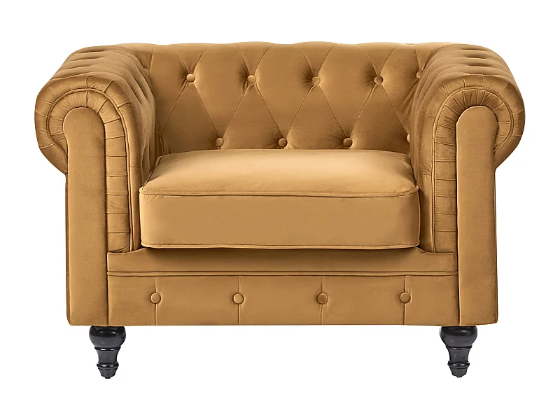 Fauteuil CHESTERFIELD Velours Doré