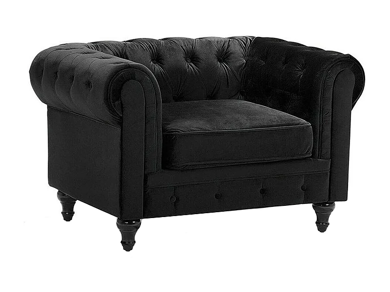 Fauteuil CHESTERFIELD Velours Noir