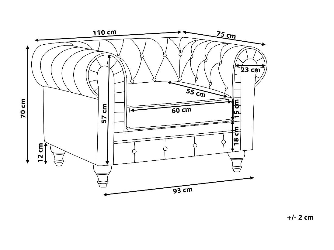 Fauteuil CHESTERFIELD Velours Noir