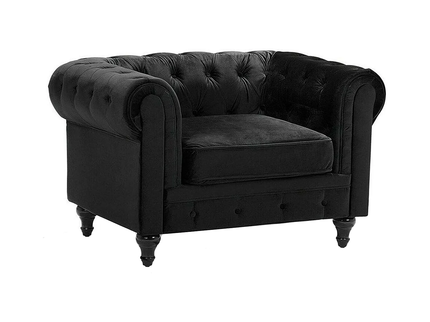 Fauteuil CHESTERFIELD Velours Noir