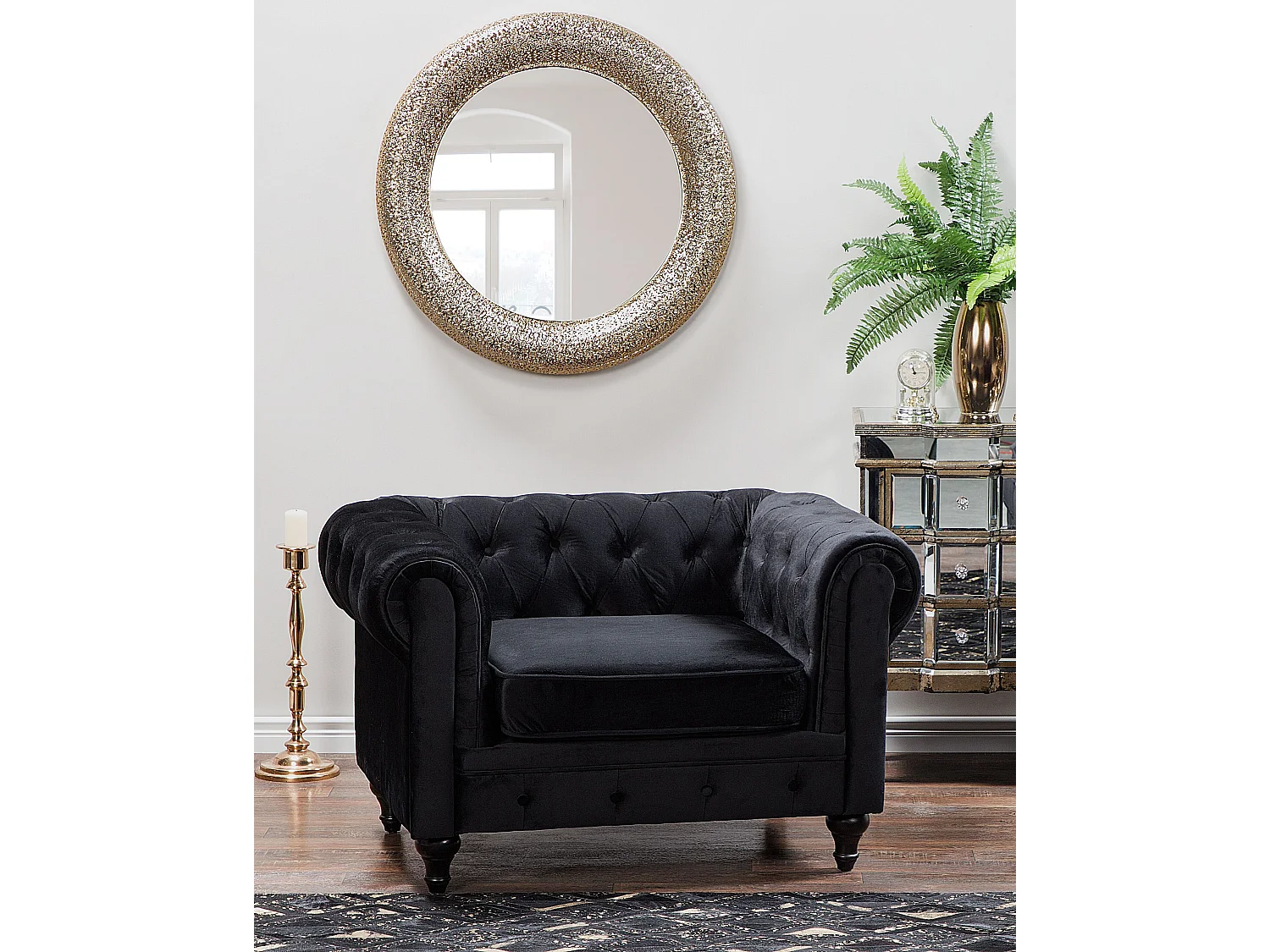 Fauteuil CHESTERFIELD Velours Noir