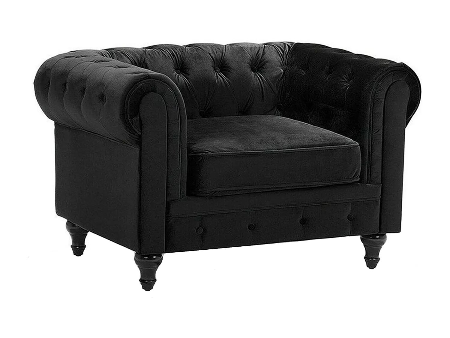 Fauteuil CHESTERFIELD Velours Noir