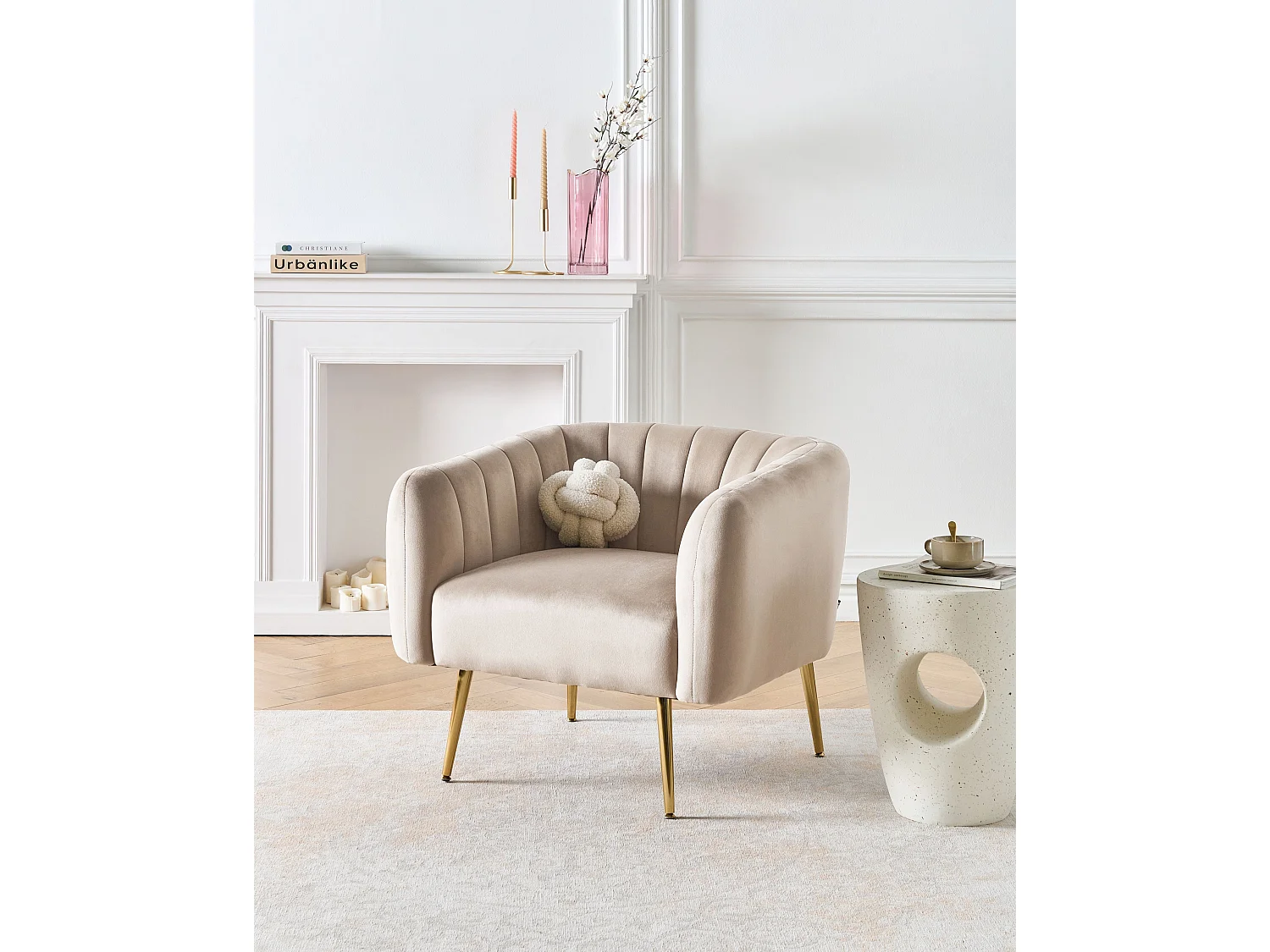 Sessel LACONIA Samtstoff Taupe