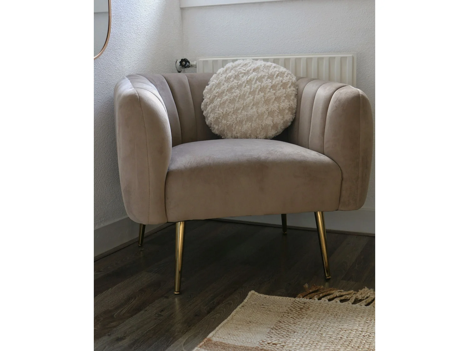 Fauteuil LACONIA Velours Taupe