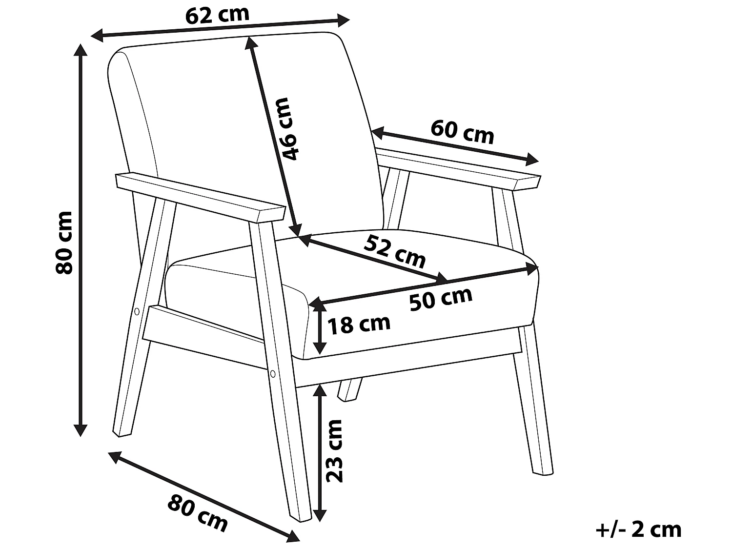 Retro Wohnzimmer Sessel Polsterbezug grau mit Armlehnen Holzgestell Asnes