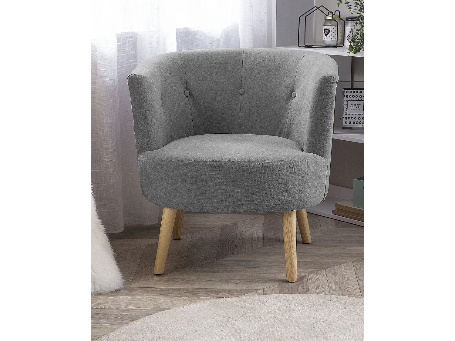 Fauteuil ODENZEN Tissu Gris clair