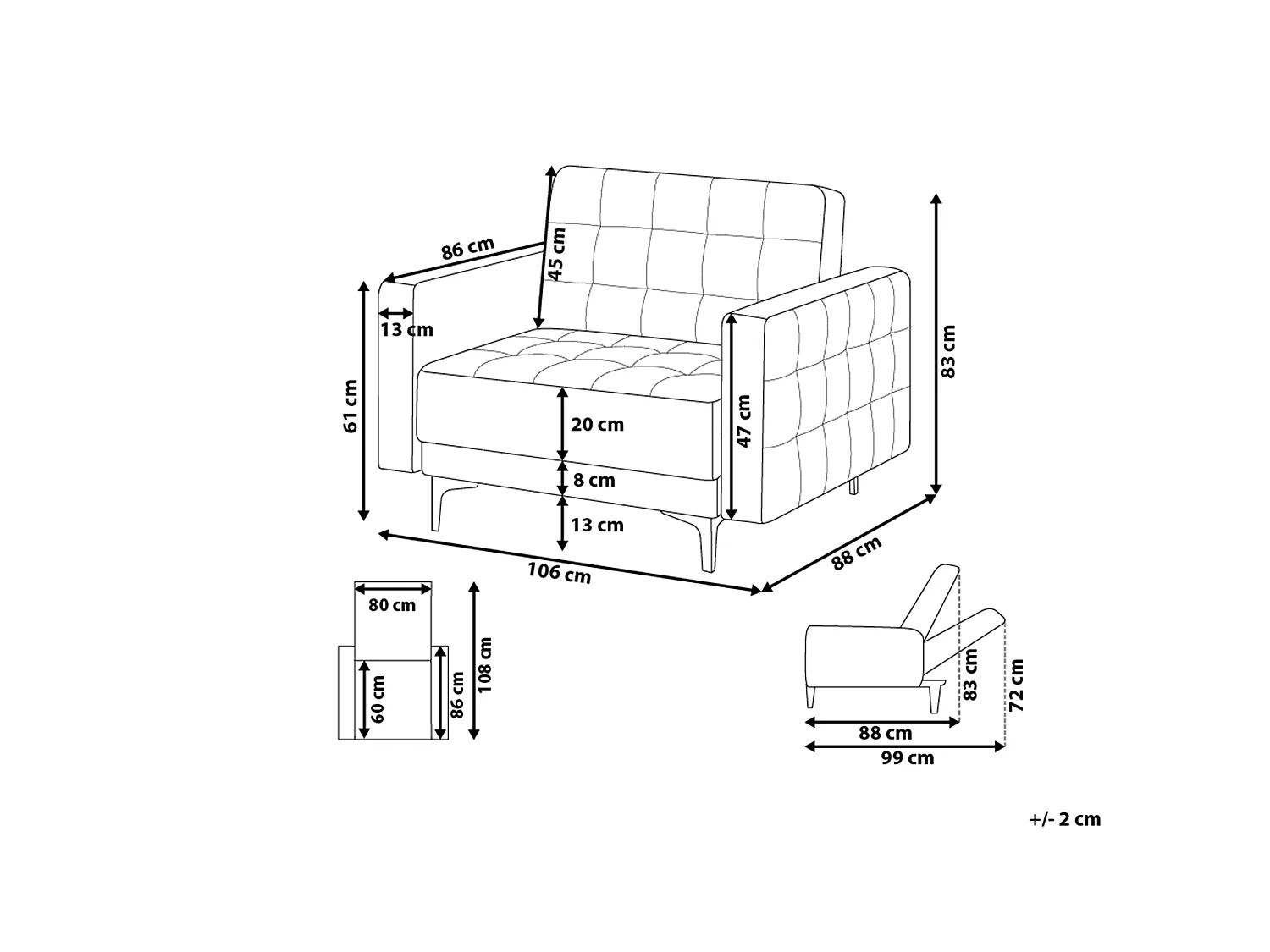 Fauteuil ABERDEEN Stof Grafietgrijs