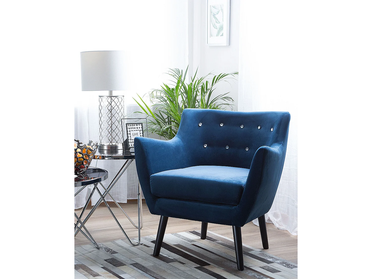 Fauteuil DRAMMEN Fluweel Marineblauw