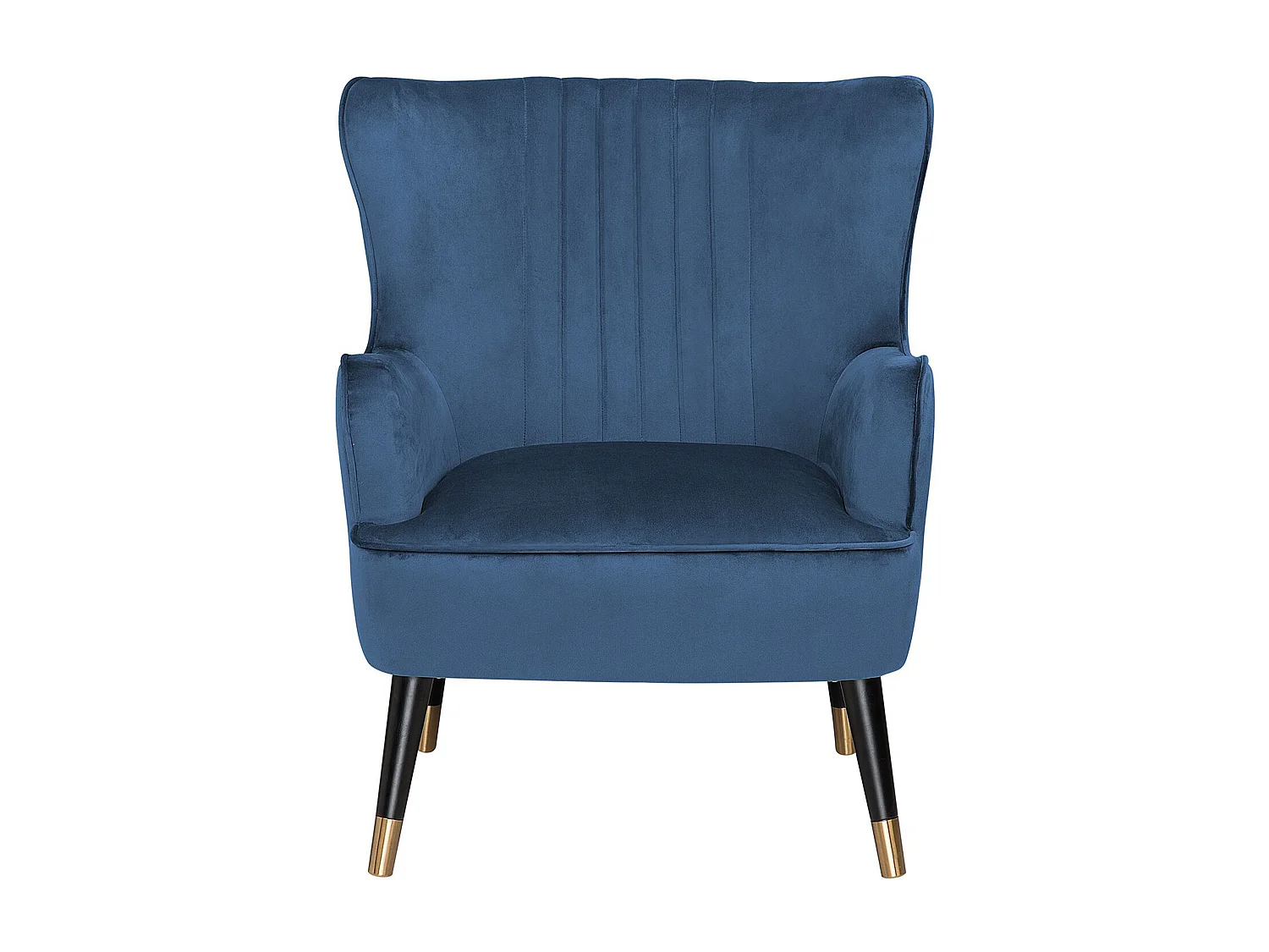Fauteuil à oreilles VARBERG Velours Bleu foncé