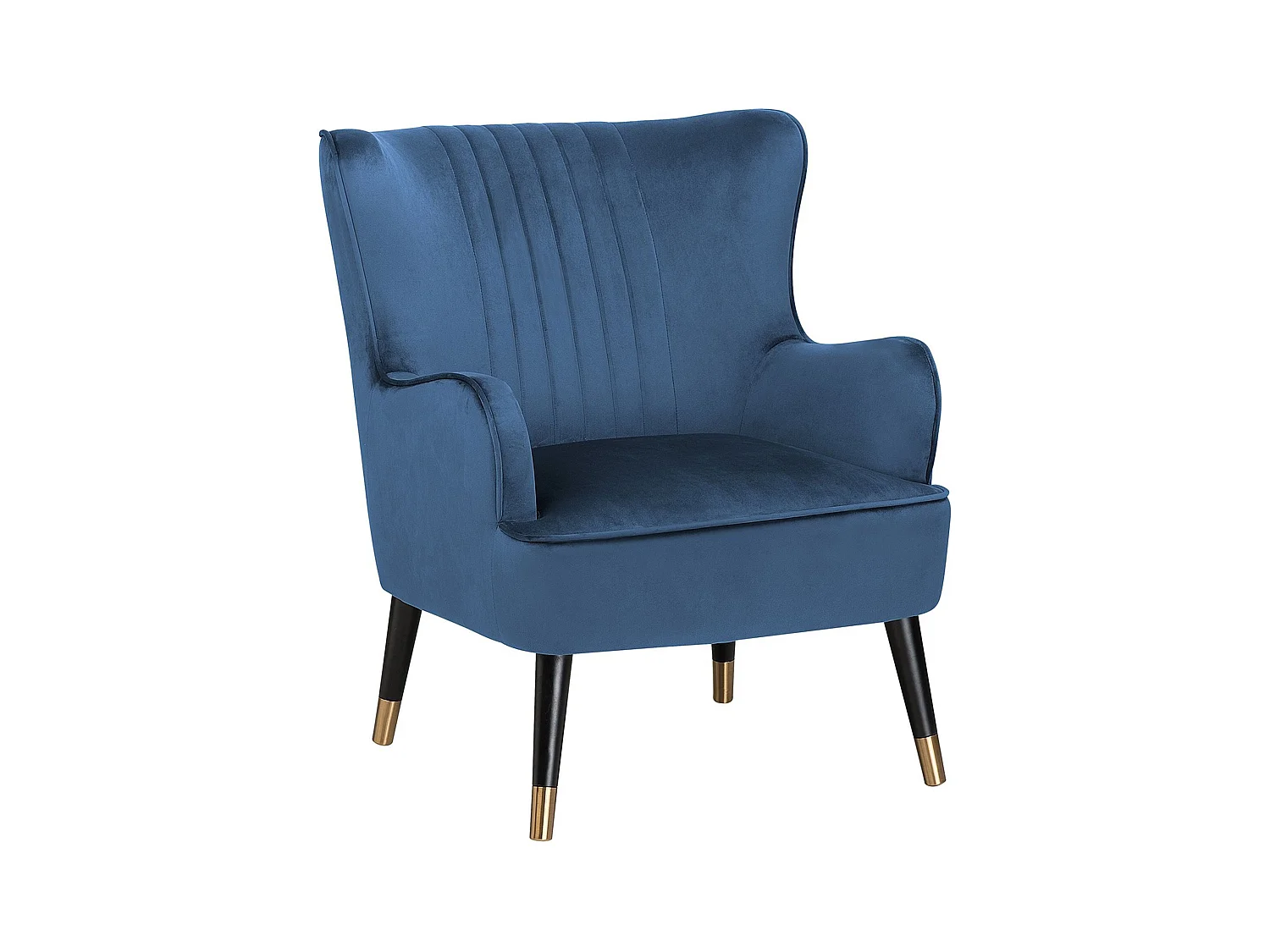 Fauteuil à oreilles VARBERG Velours Bleu foncé