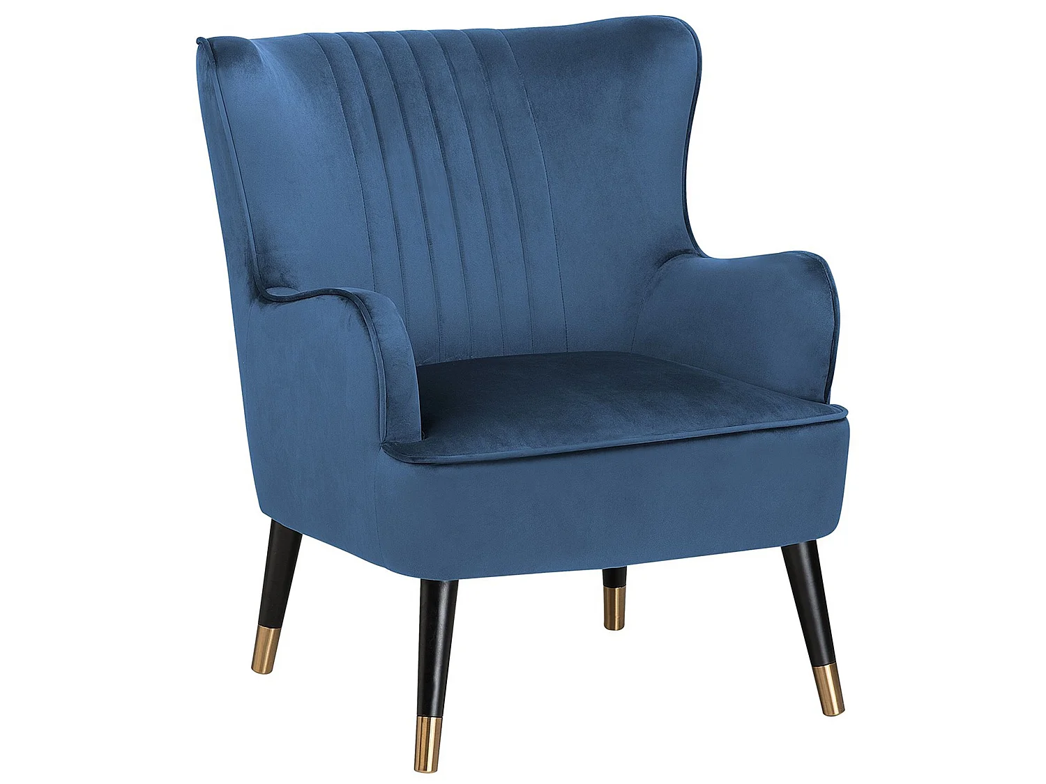 Fauteuil à oreilles VARBERG Velours Bleu foncé