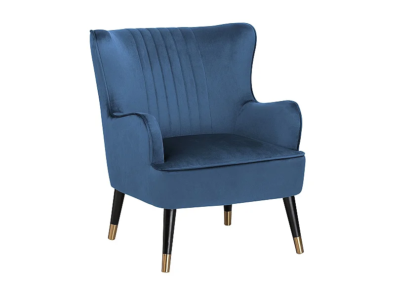 Fauteuil à oreilles VARBERG Velours Bleu foncé