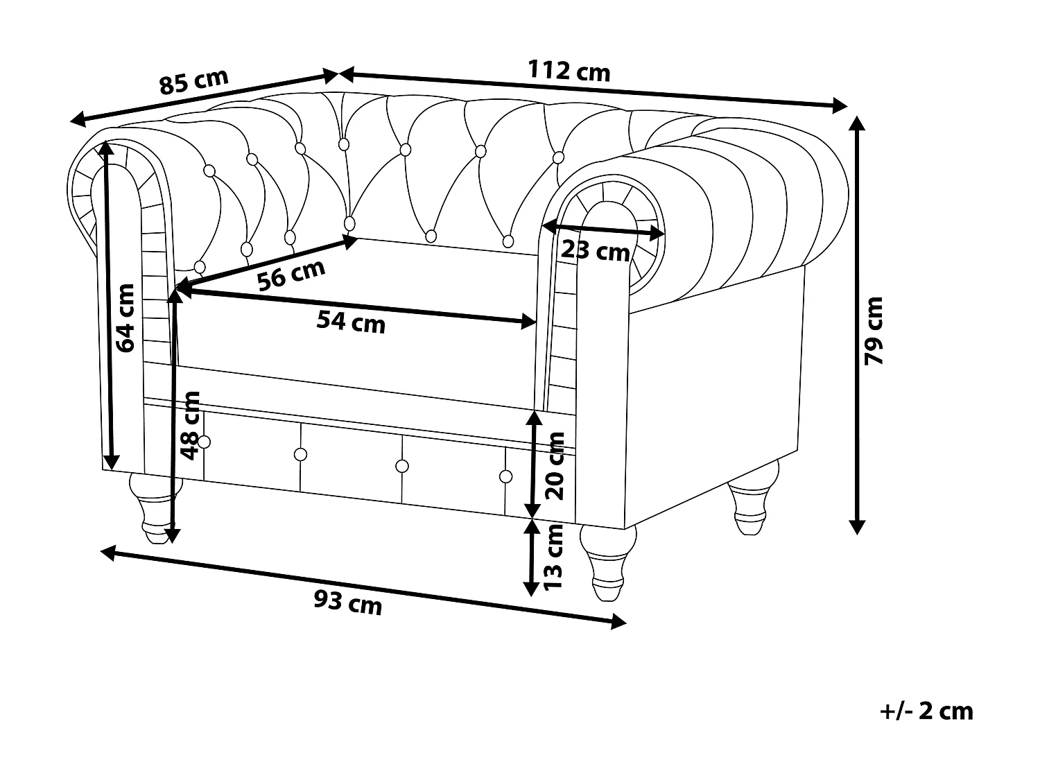 Kassischer Sessel im englischen Stil Polsterbezug Hellgrau Chesterfield Groß