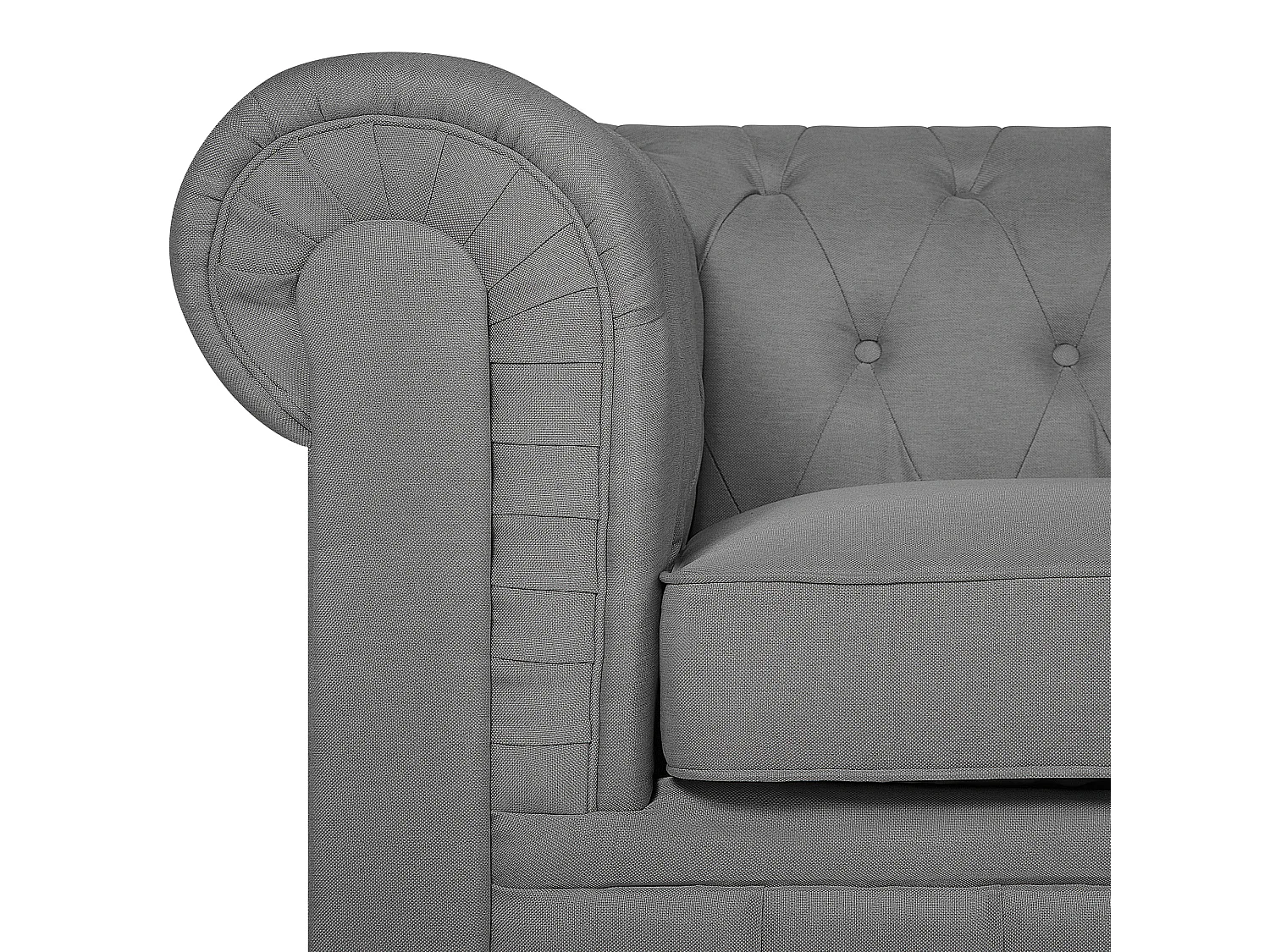 Kassischer Sessel im englischen Stil Polsterbezug Hellgrau Chesterfield Groß