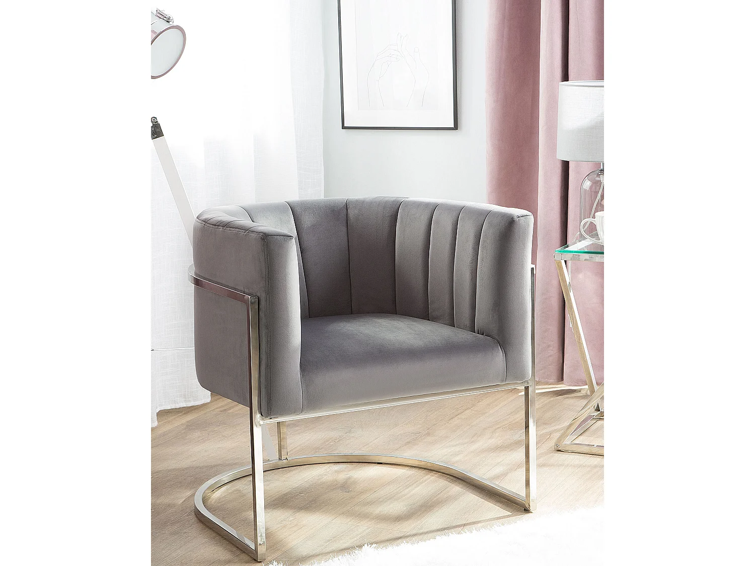 Sessel LARVIK Samtstoff Grau