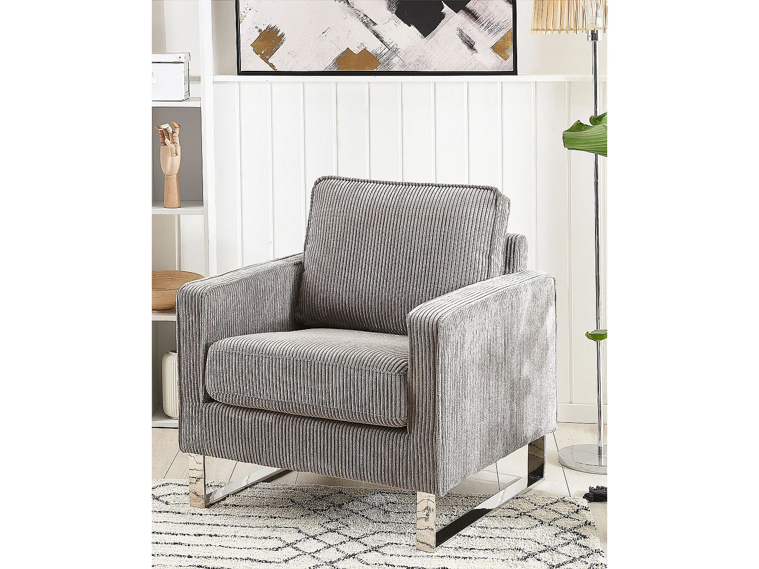 Fauteuil VIND Velours côtelé Gris clair